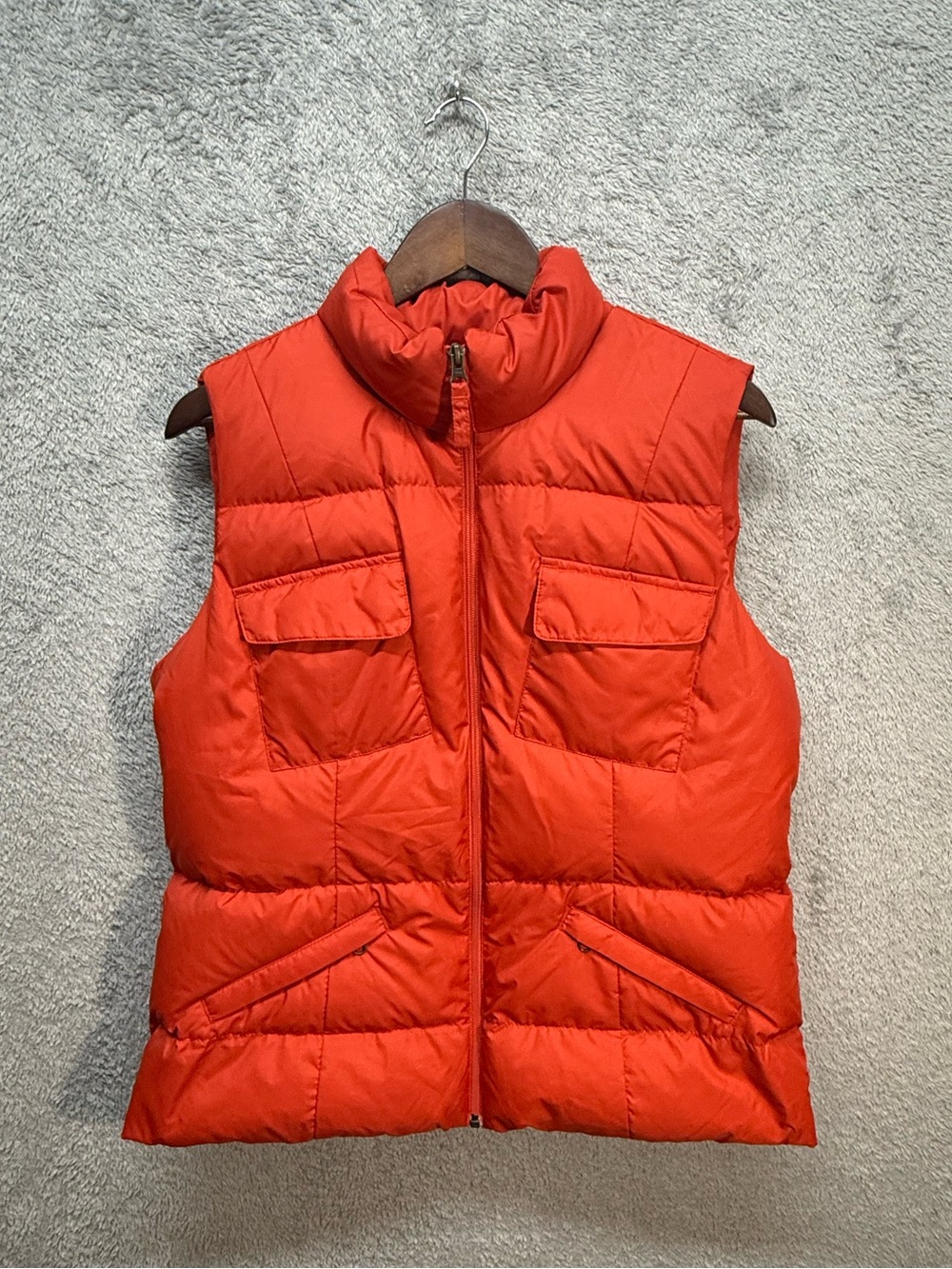 Vintage Tommy Hilfiger Bright Orange Quilted Puffer Vest Jacket Women's